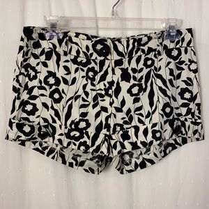 Cream and black floral print shorts